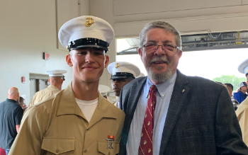 Class of 22 Marine Josh Atkins and Operations Director Russell Lynch